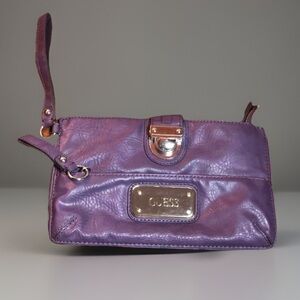 GUESS SM Clutch Handbag Purple Faux Leather Purse